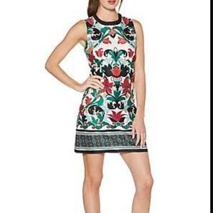 NWT Laundry Shelli Segal Midnight Damask Floral Pique Knit Sheath Dress Size 6